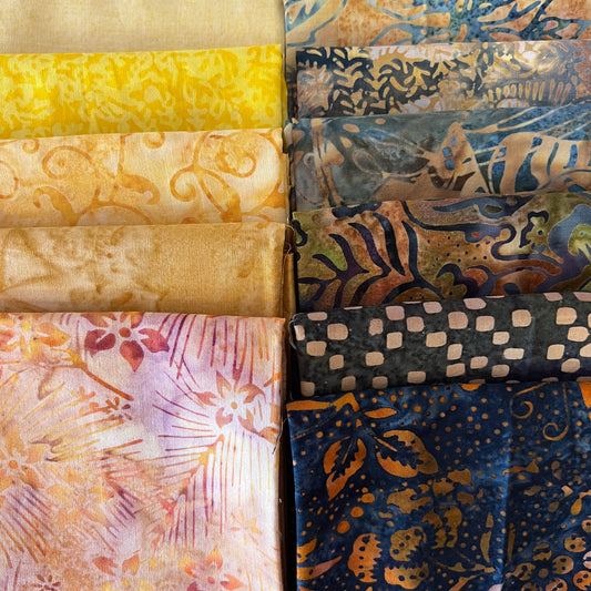 Blue & Yellow Fat Quarter Batik Bundle