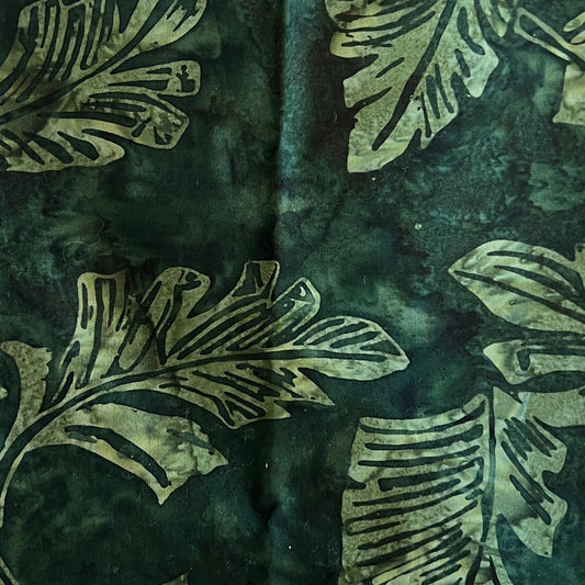 Dark Green Leaves Batik Cotton: 1 yd