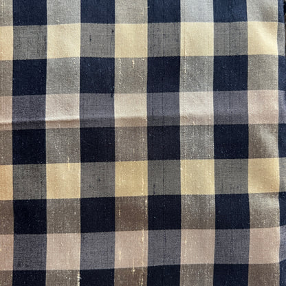 Gold & Black Checkered Poly Taffeta: 1.75 yds