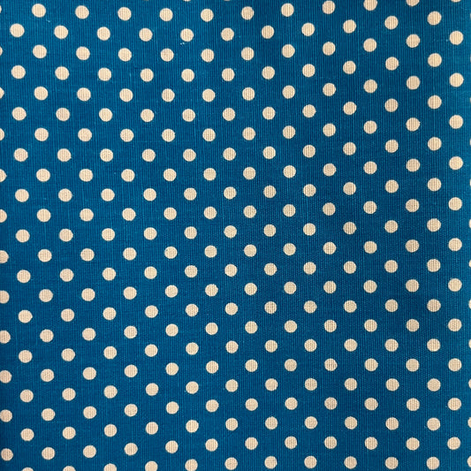 Blue & White Polka Dot Cotton Poly: 1.5 yds