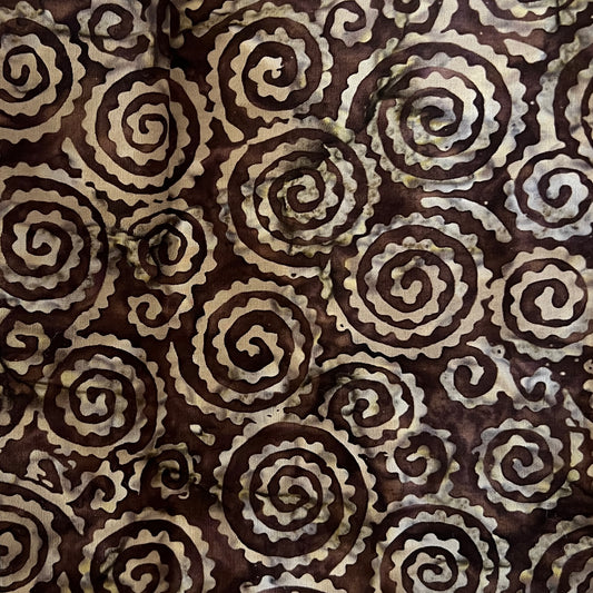 Brown Spirals Batik Cotton: 1 yd