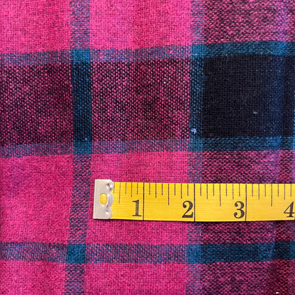 Pink & Green Plaid Wool Blend: 1 yd