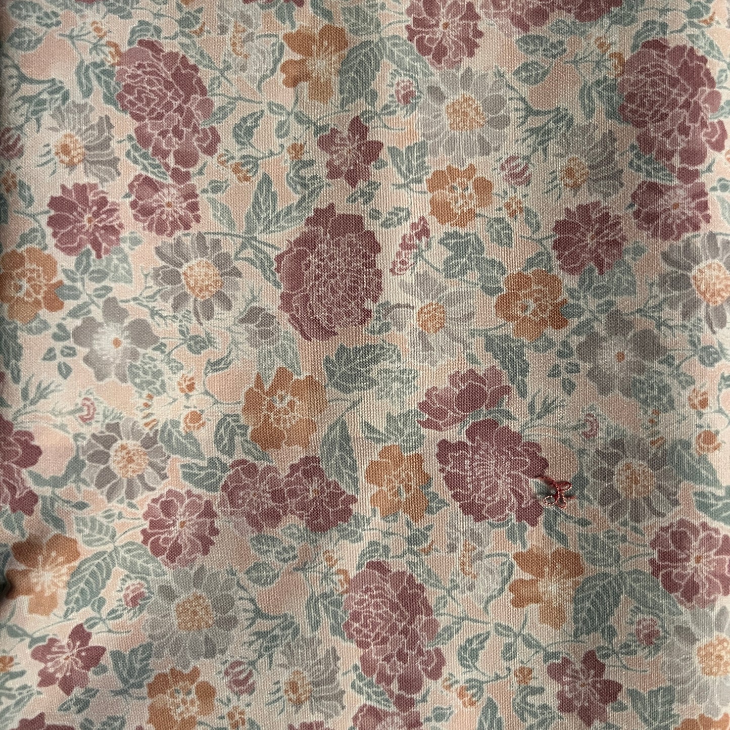 Mauve & Gold Floral Cotton Blend: 1 yd