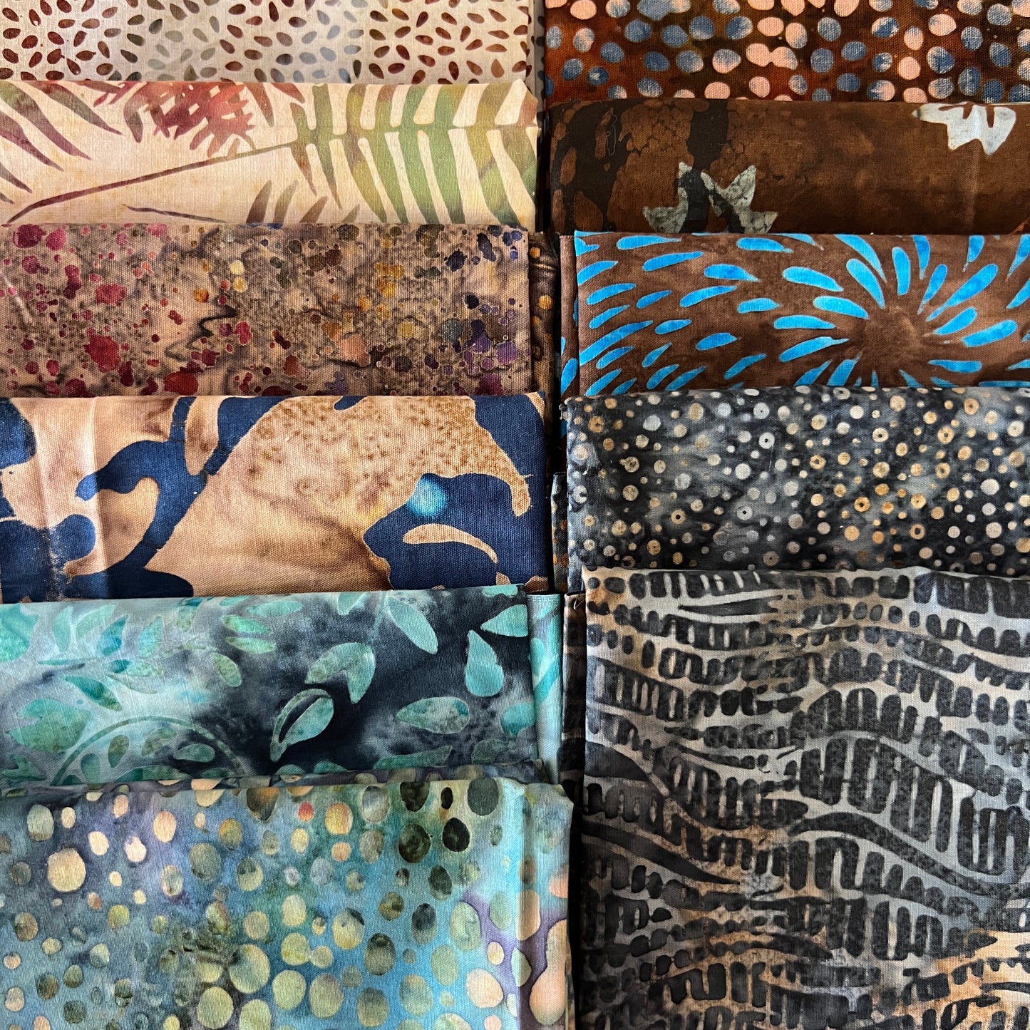 Blue & Brown Batik Fat Quarter Bundle