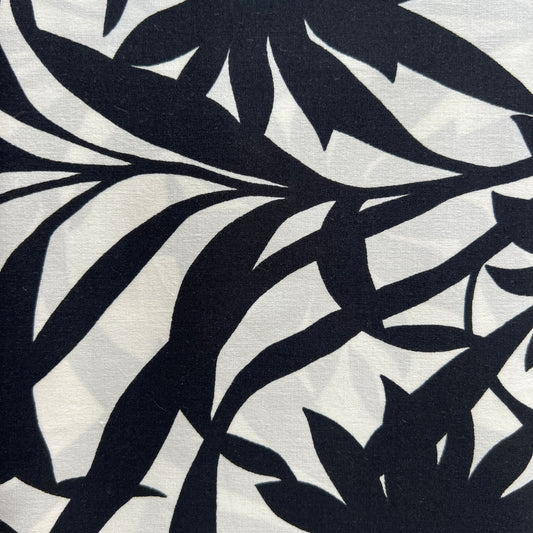 Black & White Leaves Cotton: 1.25 yds