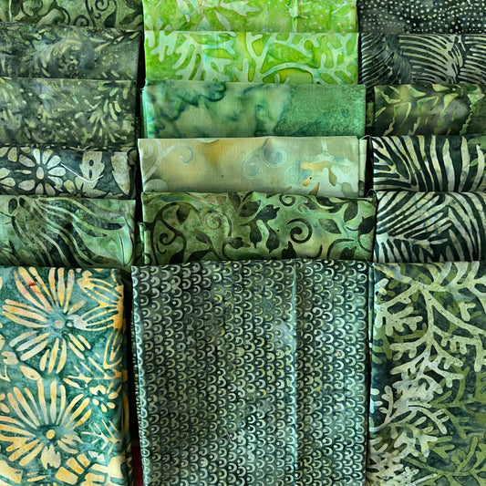 Extra Large Green Batik Fat Quarter Bundle