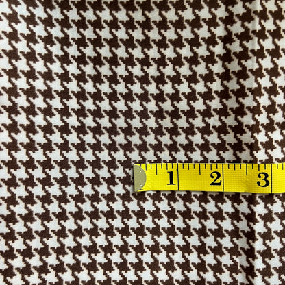 White & Brown Houndstooth Poly: 2 yds