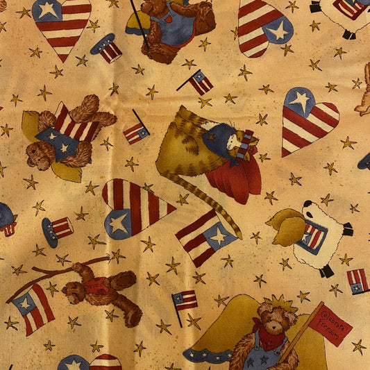 Patriotic Animals Cotton: 1.5 yds