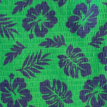 Green & Blue Tropical Print Embossed Cotton: 2 yds