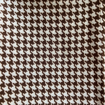 White & Brown Houndstooth Poly: 2 yds