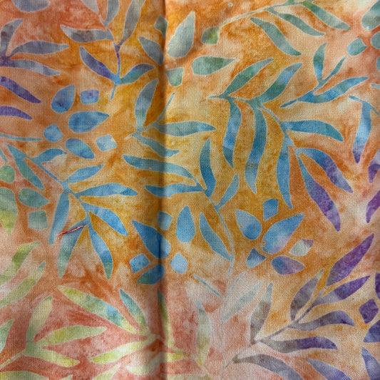 Sunset Leaves Batik Cotton: 1.5 yds