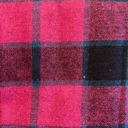 Pink & Green Plaid Wool Blend: 1 yd