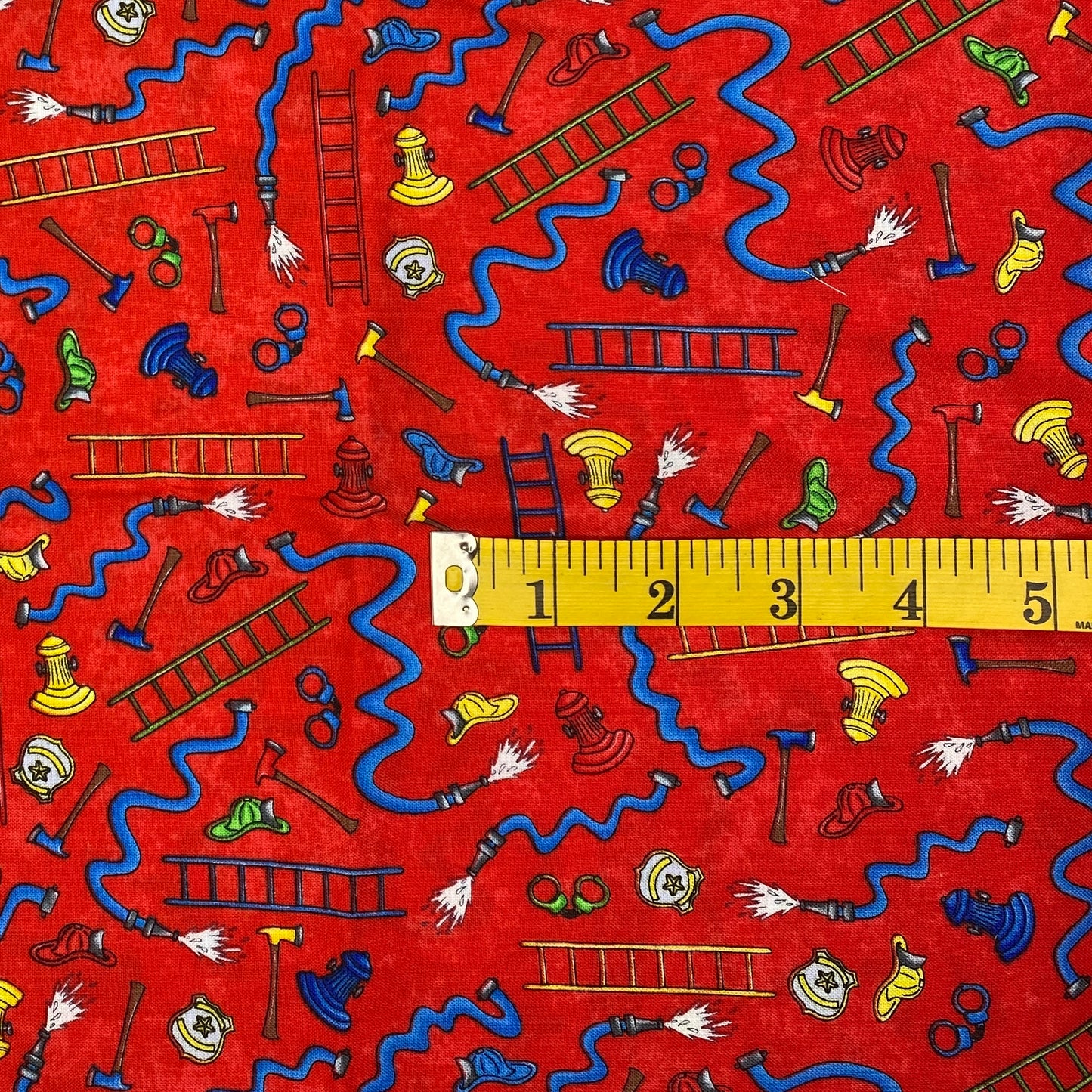 Fire Hydrants & Hoses Cotton: 1 yd