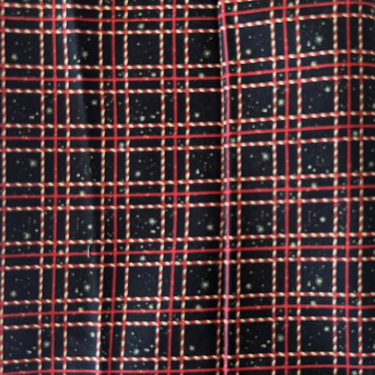 Red, Green & Black Plaid Cotton: 0.75 yds