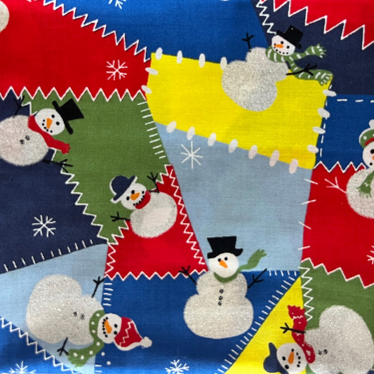 Patchwork Snowman Cotton: 1 yd