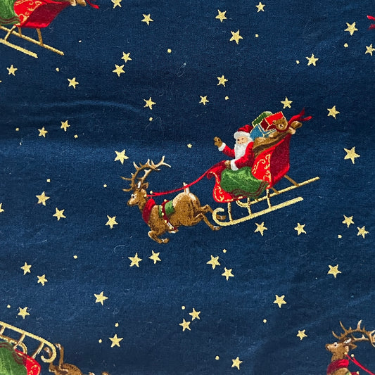 Santa's Sleigh Cotton: 1.5 yds